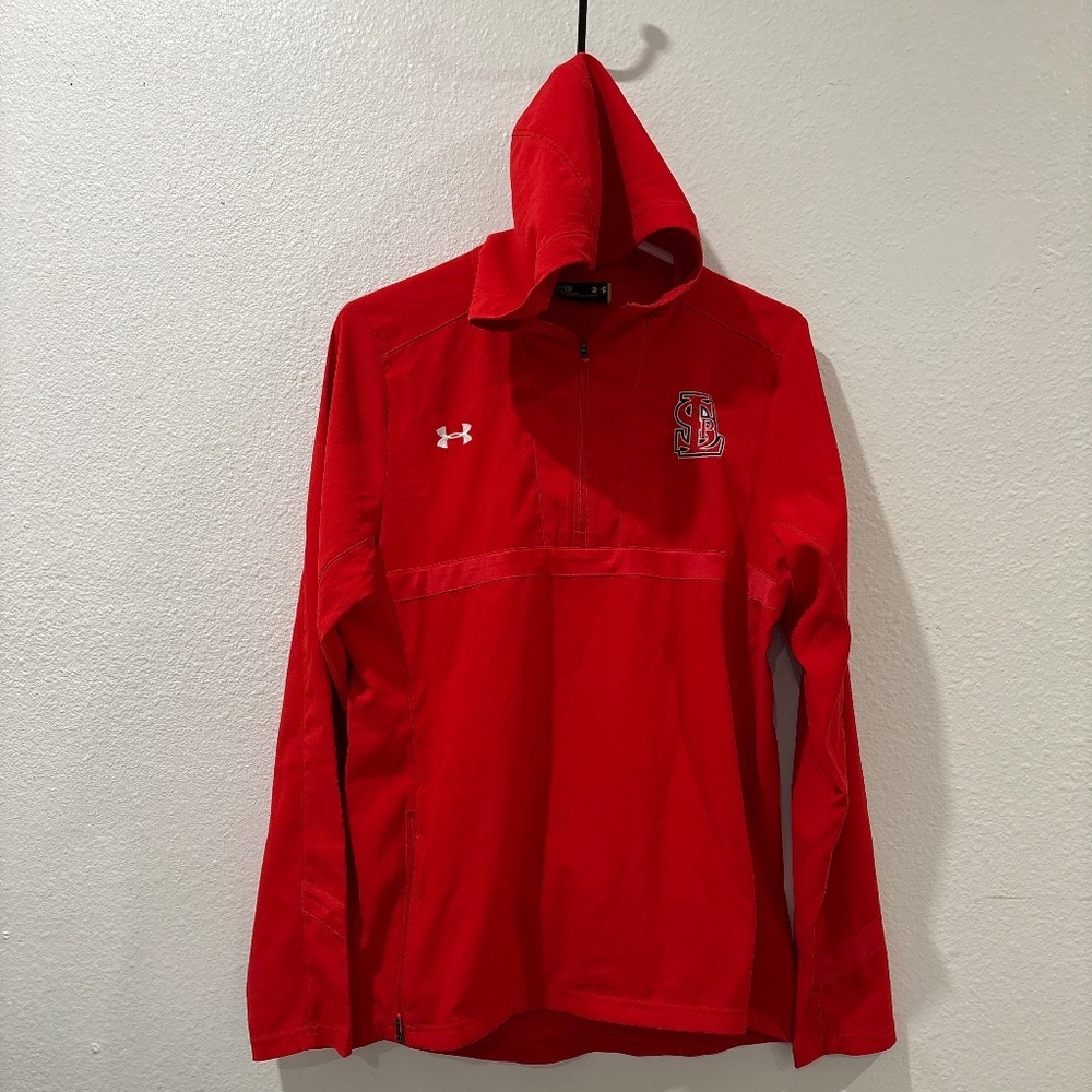 Men’s Red Under  Armour St. Louis pirate 3/4 zipper hoodie size small